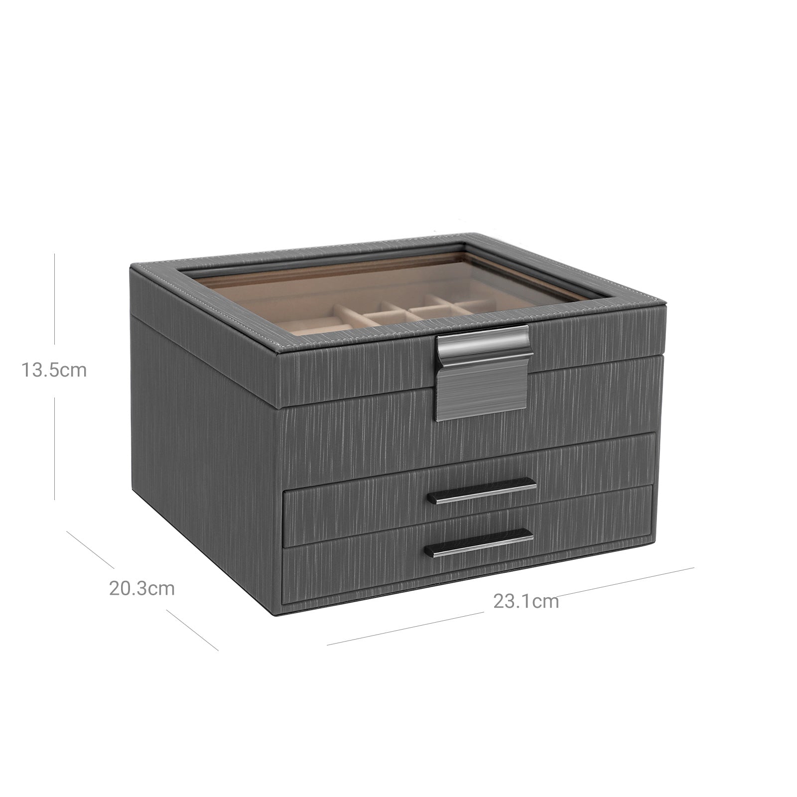 Jewellery Organiser - 3-Layer with 2 Drawers - Wood - White
