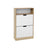 Shoe Cabinet - Melamine Veneer - White and Natural - 2 Flaps with Open Shelf