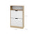 Shoe Cabinet - Melamine Veneer - White and Natural - 2 Flaps with Open Shelf