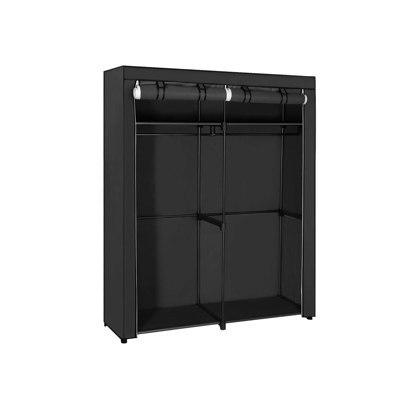 Portable Wardrobe - Fabric - Grey - Foldable with Hanging Rods