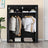 Portable Wardrobe - Fabric - Grey - Foldable with Hanging Rods