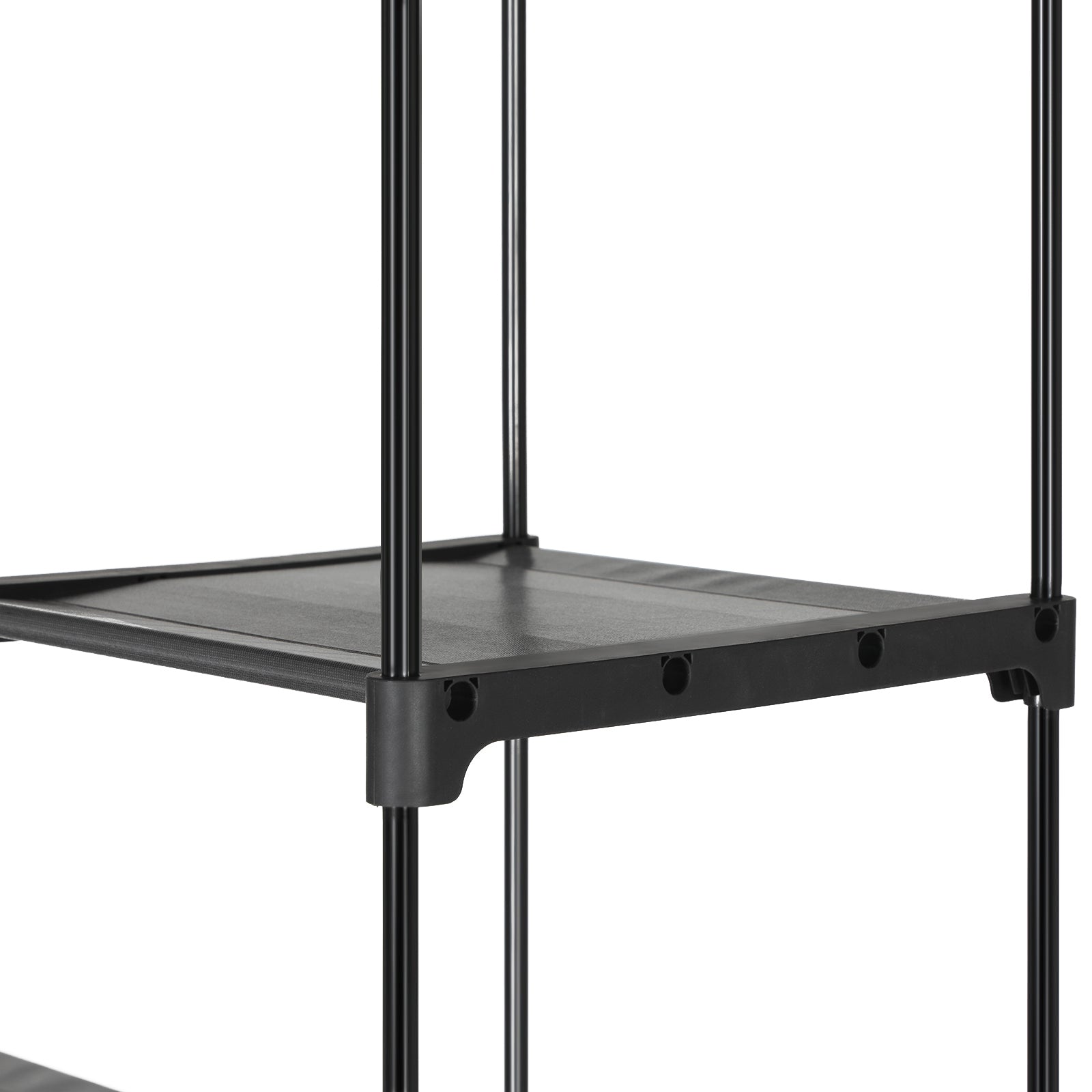 Portable Wardrobe - Fabric - Grey - Foldable with Hanging Rods
