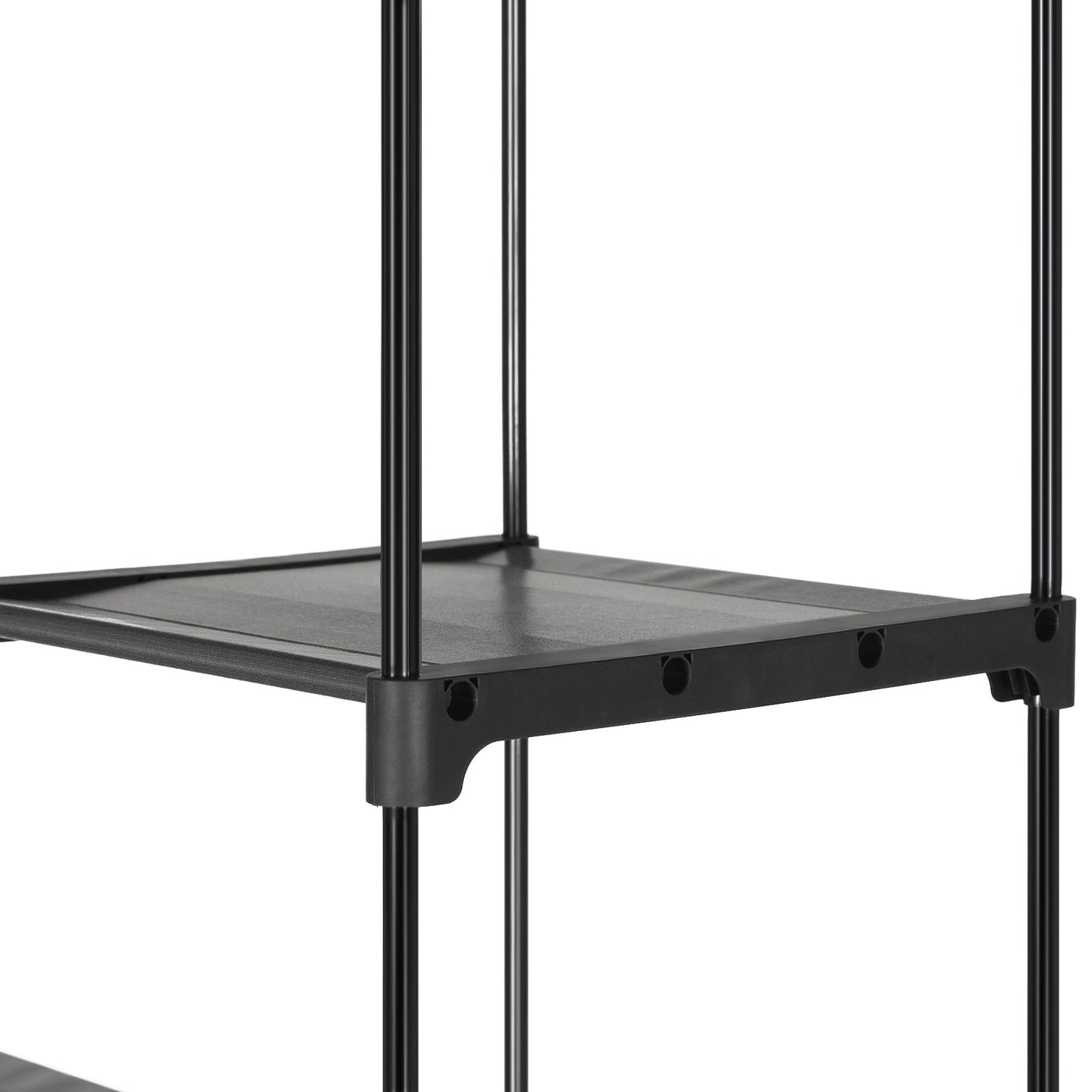 Portable Wardrobe - Fabric - Grey - Foldable with Hanging Rods