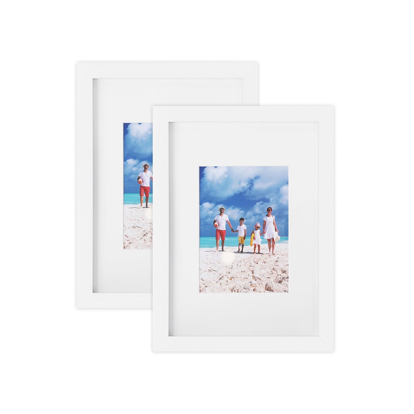 Picture Frame Set - A4 and 5x7 Inch Sizes - Glass Front - White