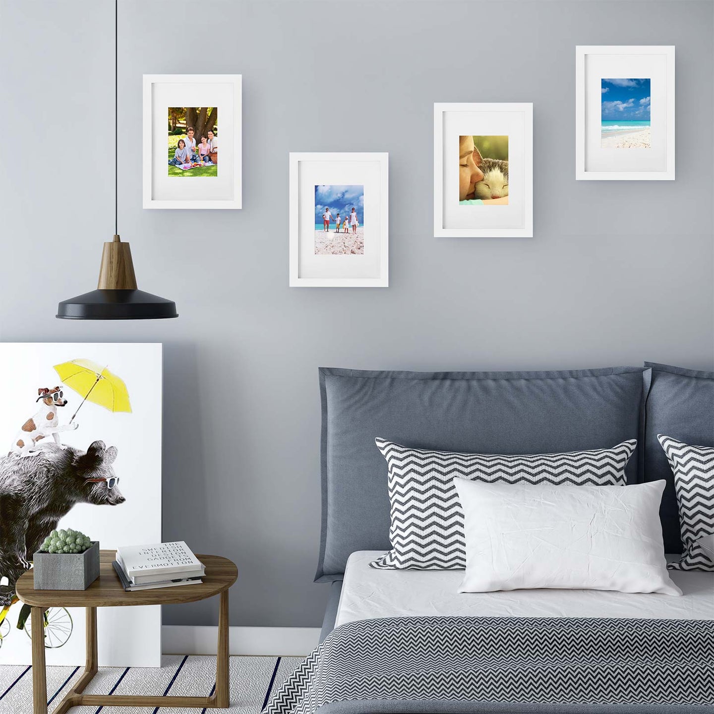 Picture Frame Set - A4 and 5x7 Inch Sizes - Glass Front - White