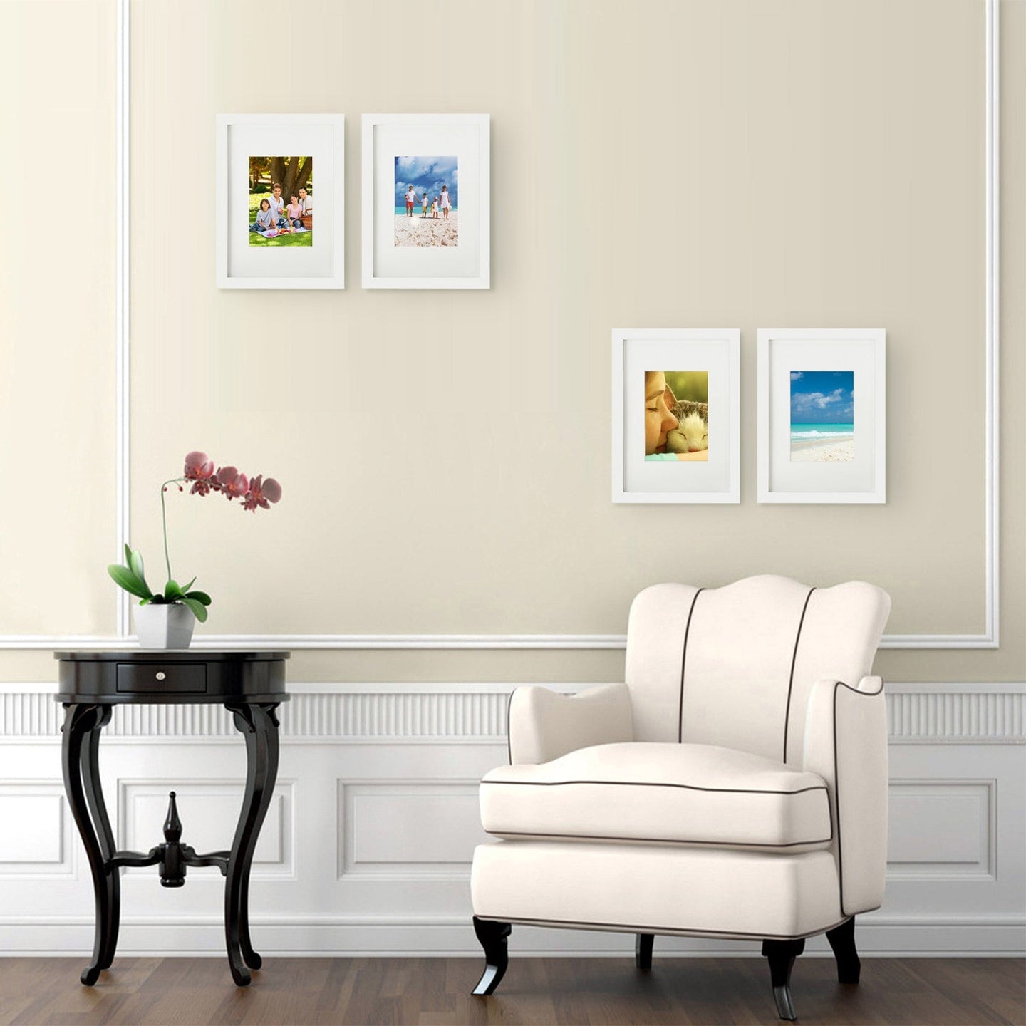 Picture Frame Set - A4 and 5x7 Inch Sizes - Glass Front - White