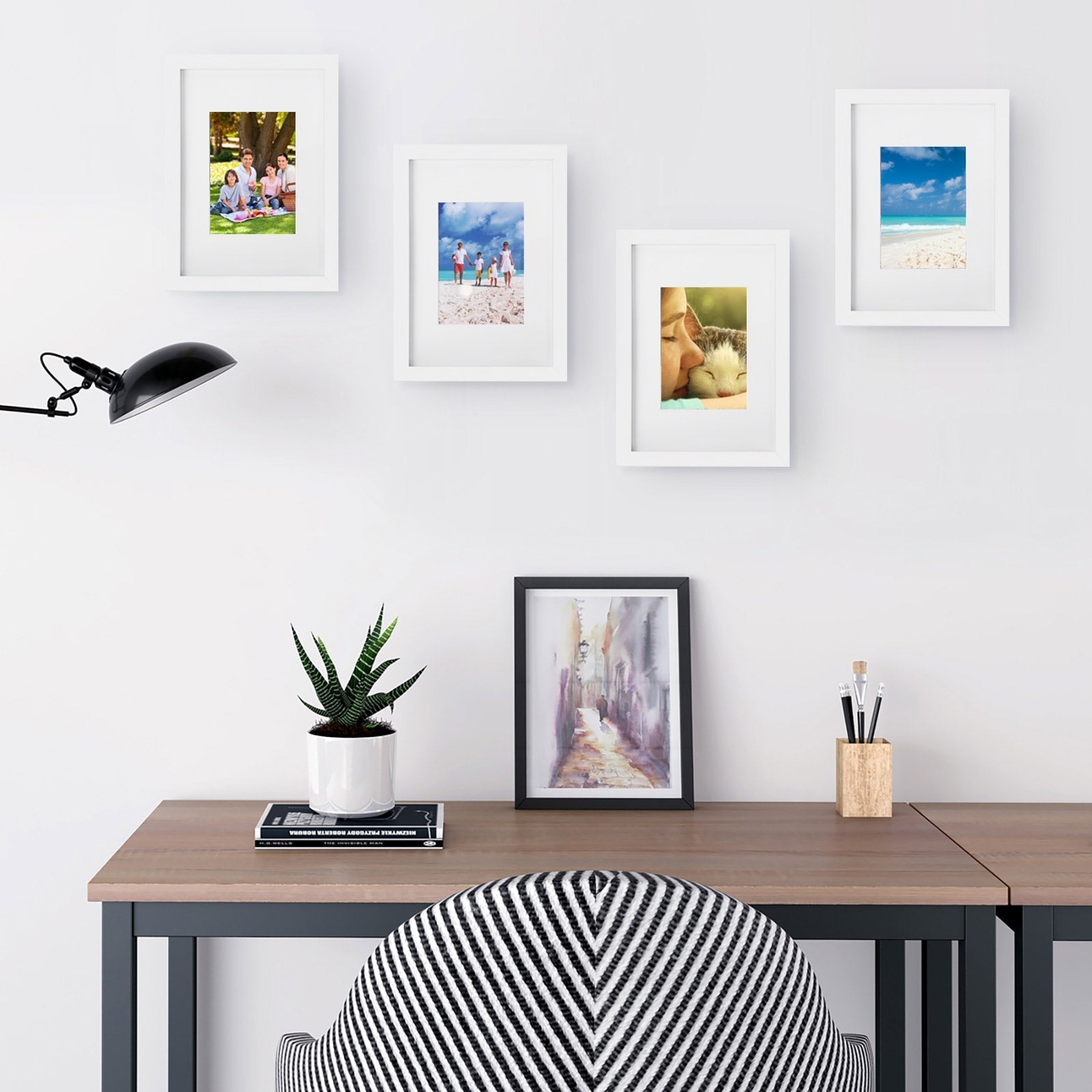Picture Frame Set - A4 and 5x7 Inch Sizes - Glass Front - White