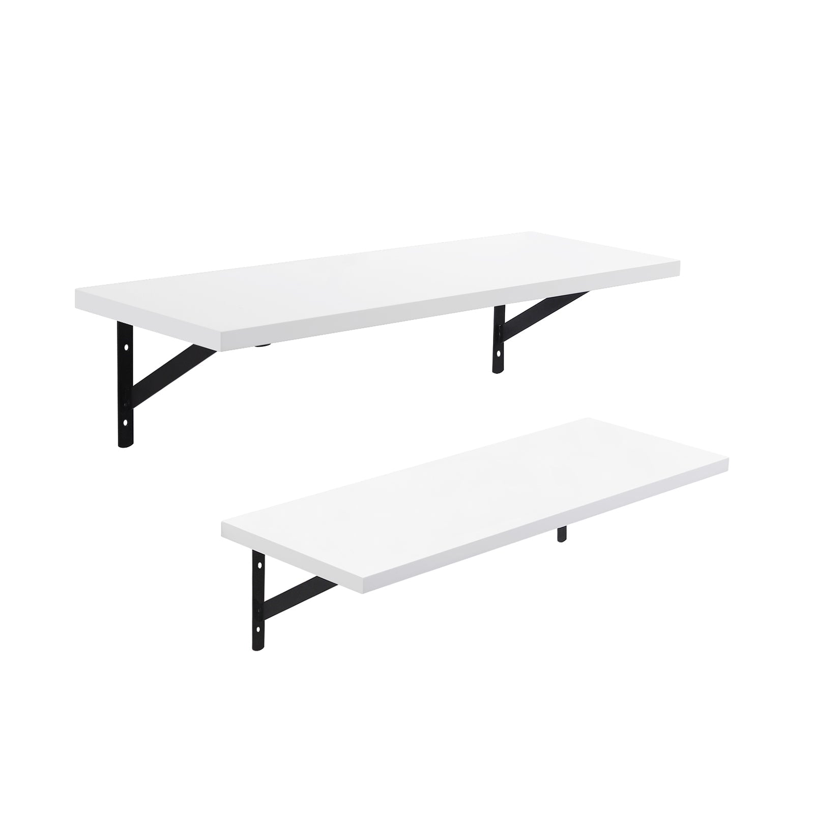 Floating Shelves - MDF - Gloss White - Set of 2 with Max. Load Capacity 15kg