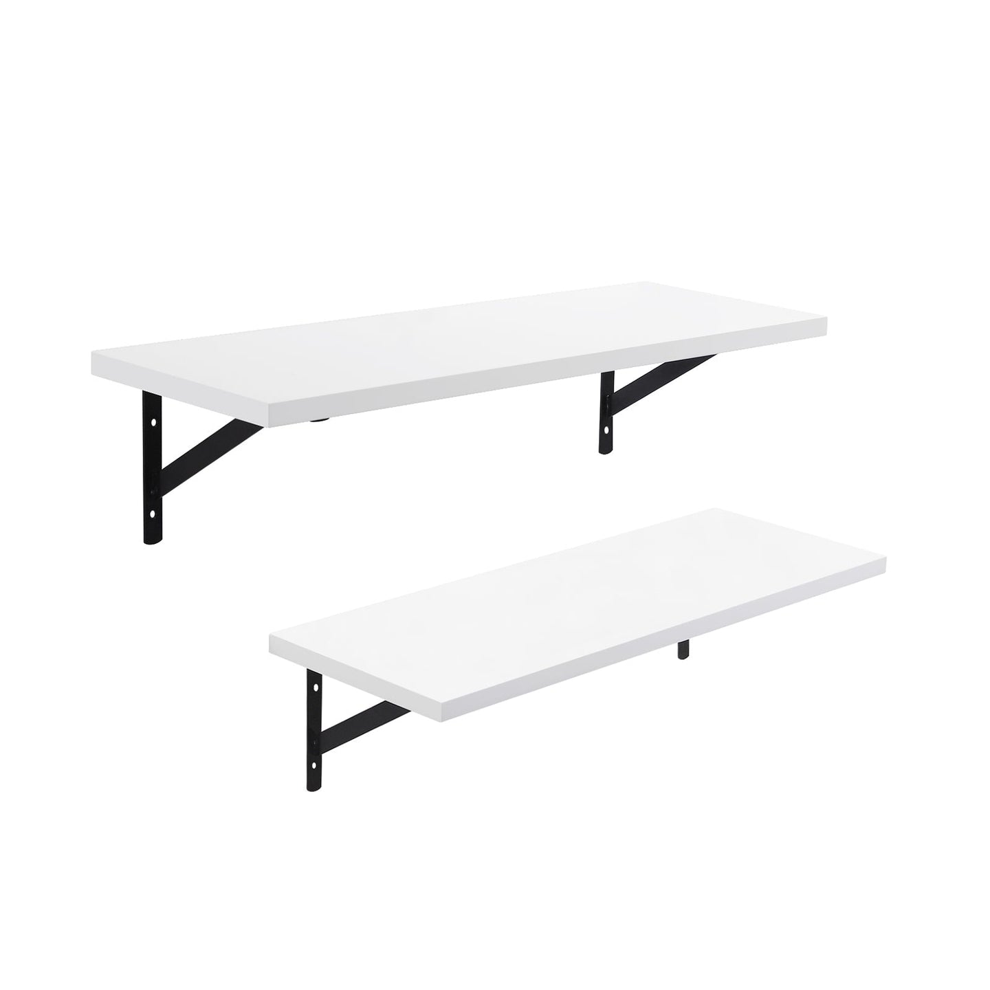 Floating Shelves - MDF - Gloss White - Set of 2 with Max. Load Capacity 15kg