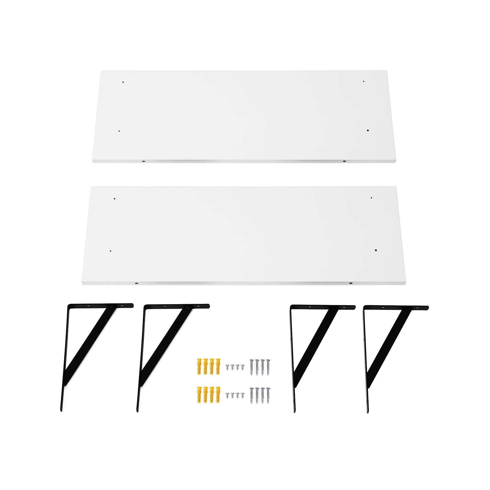 Floating Shelves - MDF - Gloss White - Set of 2 with Max. Load Capacity 15kg