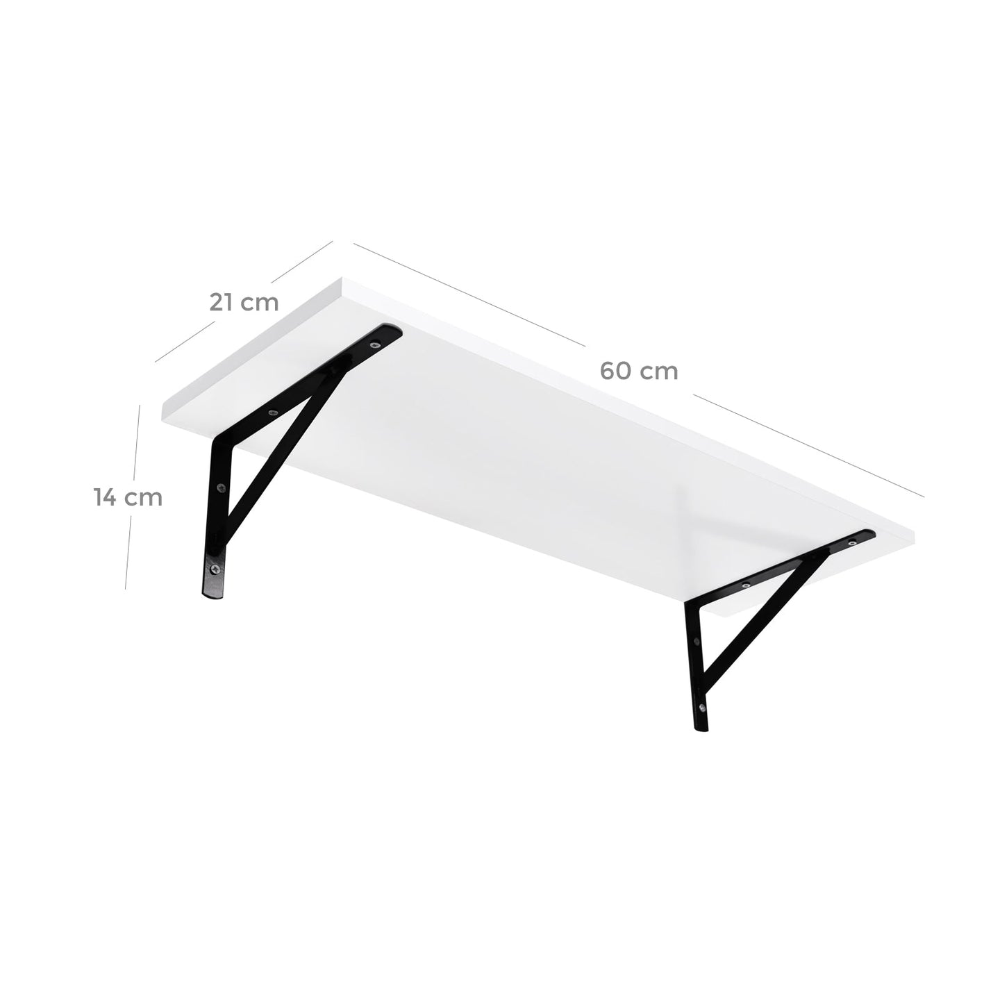 Floating Shelves - MDF - Gloss White - Set of 2 with Max. Load Capacity 15kg