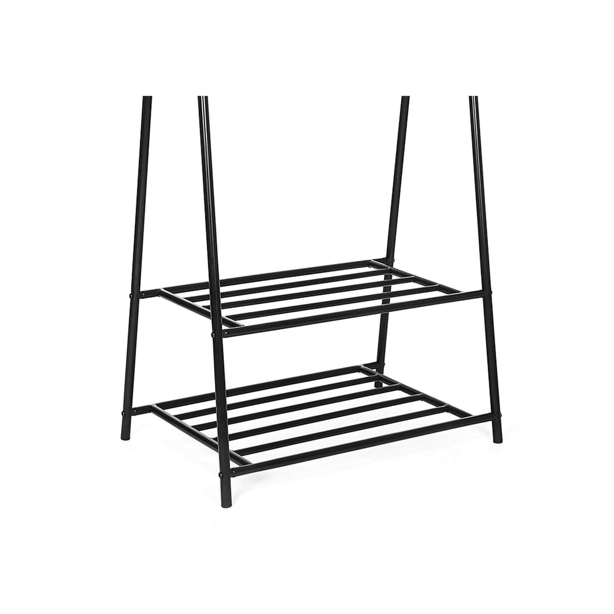 2-Tier Coat Rack - Metal - Black - Entryway Organizer with Shoe and Hat Storage