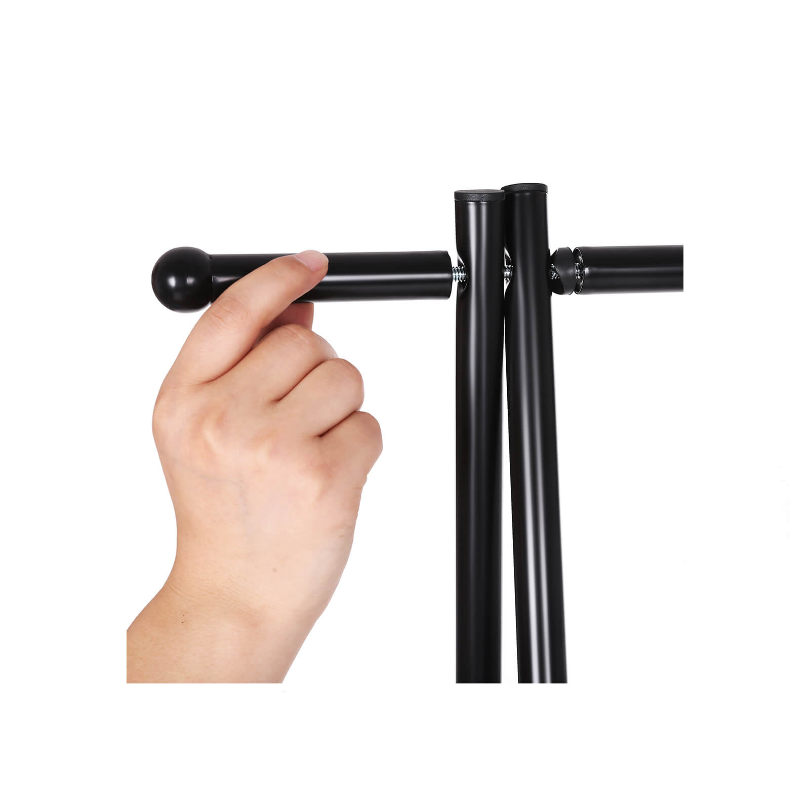 2-Tier Coat Rack - Metal - Black - Entryway Organizer with Shoe and Hat Storage