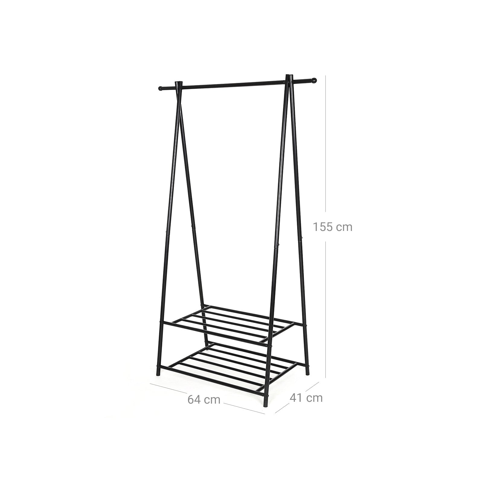 2-Tier Coat Rack - Metal - Black - Entryway Organizer with Shoe and Hat Storage