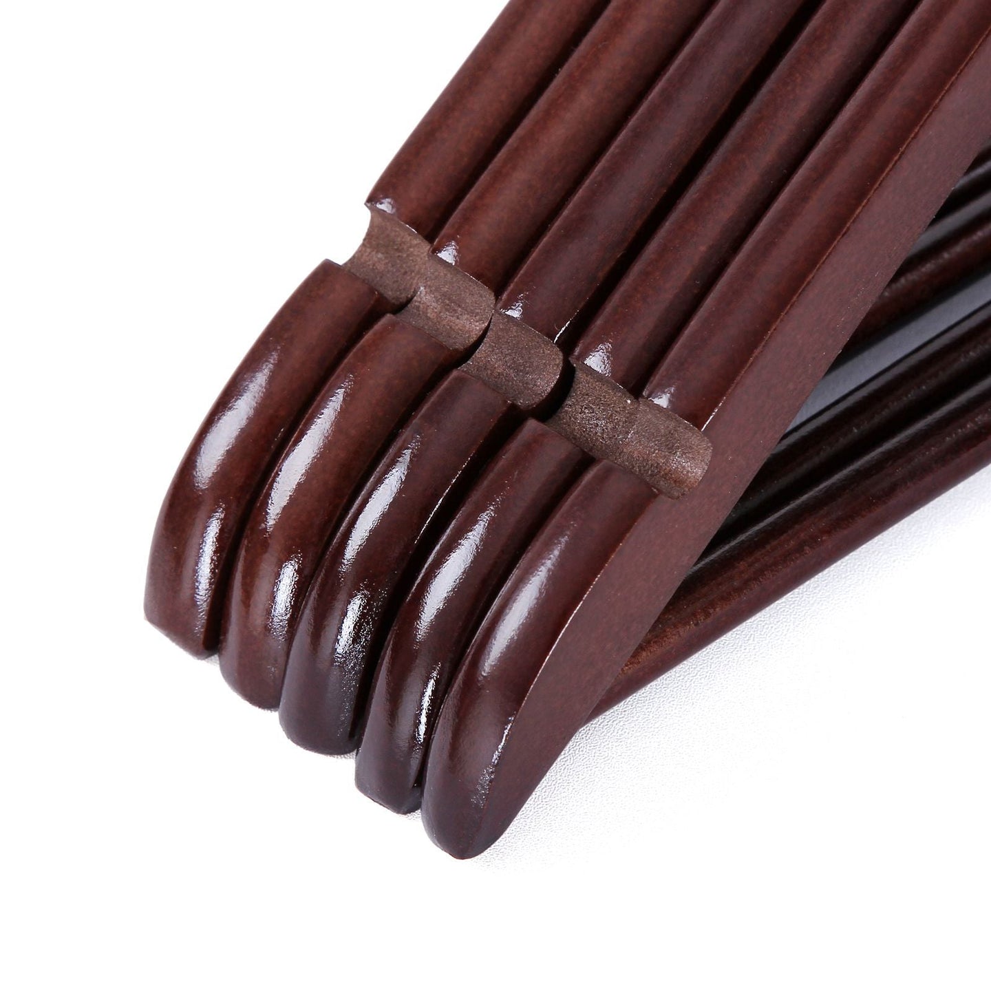 Coat Hangers - Maple Wood - Dark Brown - 20 Pack with Shoulder Notches and Trousers Bar