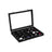 Jewellery Box - Velvet - Black - 24 Compartments with Glass Lid