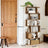 6-Tier Bookshelf - Wood - White - Freestanding Room Divider