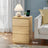 Nightstand - Wood - Natural Finish - Includes Charging Station and 3 Drawers