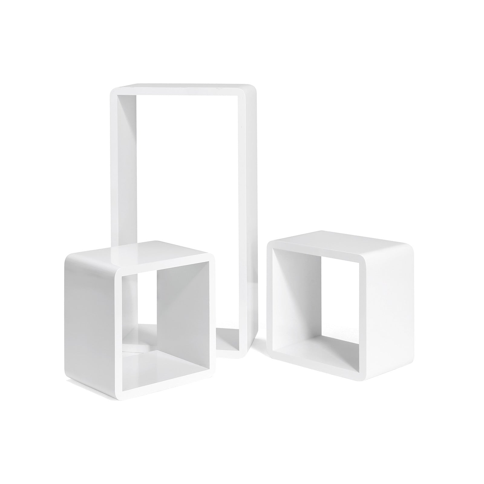 Floating Cube Shelves - Set of 3 - MDF - White