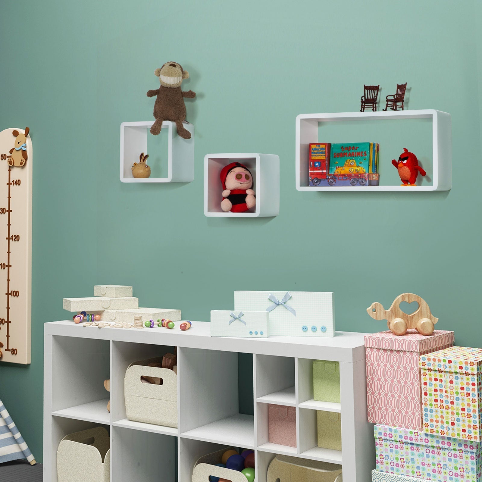 Floating Cube Shelves - Set of 3 - MDF - White