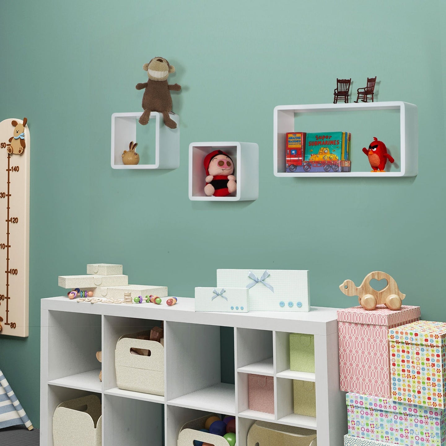 Floating Cube Shelves - Set of 3 - MDF - White