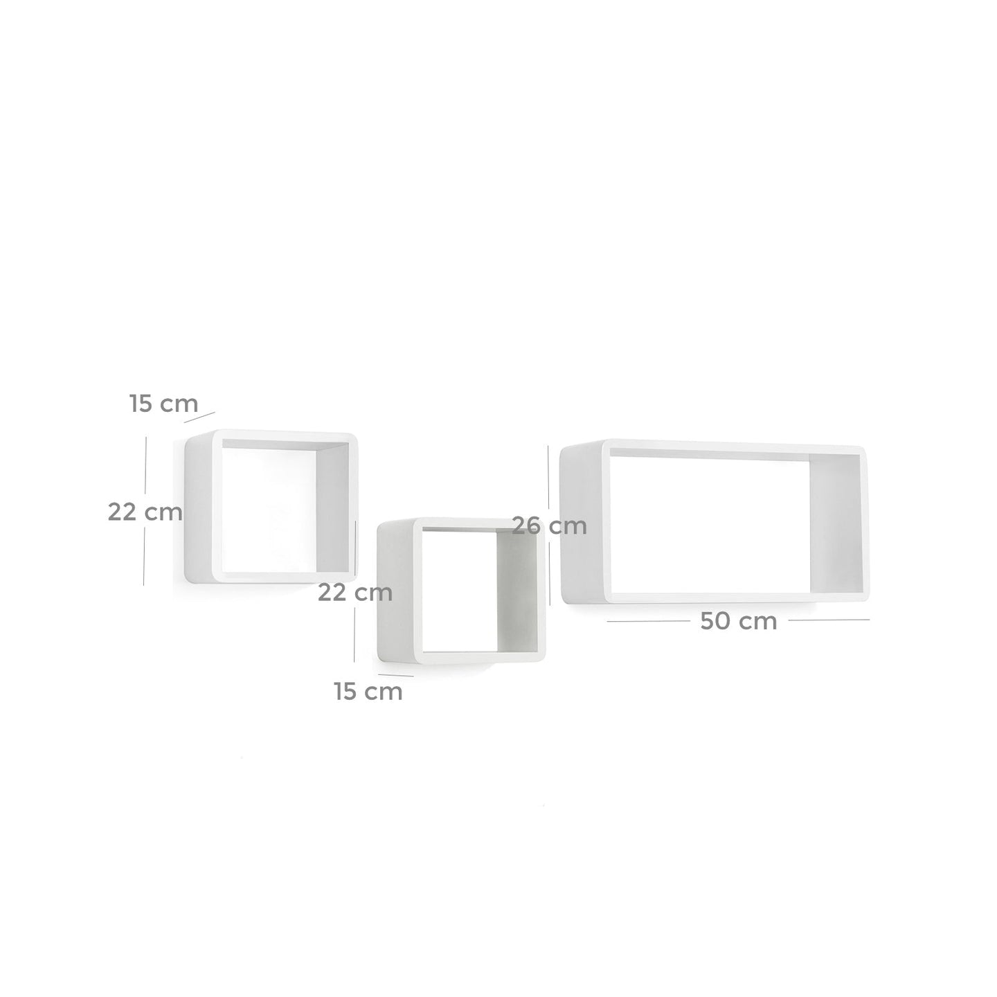 Floating Cube Shelves - Set of 3 - MDF - White
