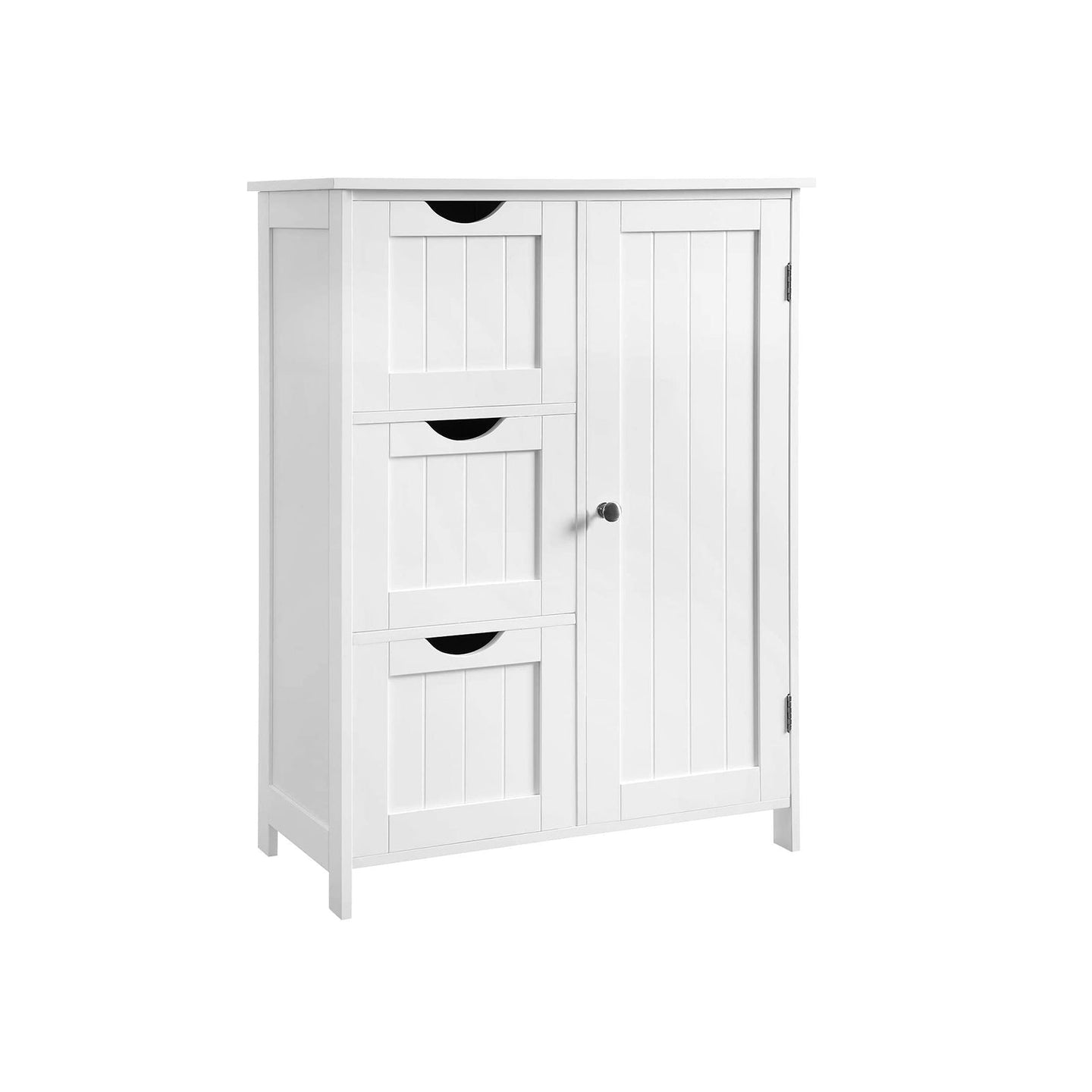 Floor Cabinet - Wood - White - 3 Large Drawers with Adjustable Shelf