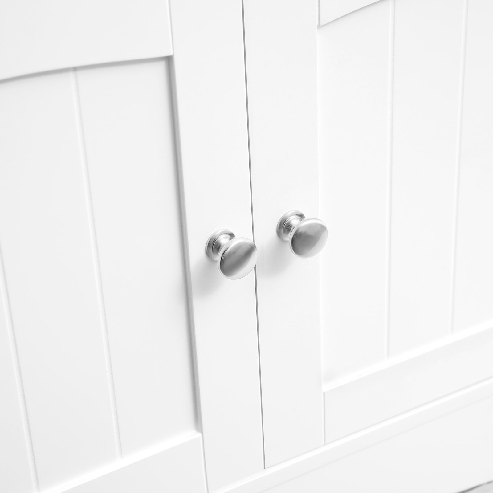 Open Shelves Cabinet - Engineered Wood - White - Free Standing with 3 Open Shelves