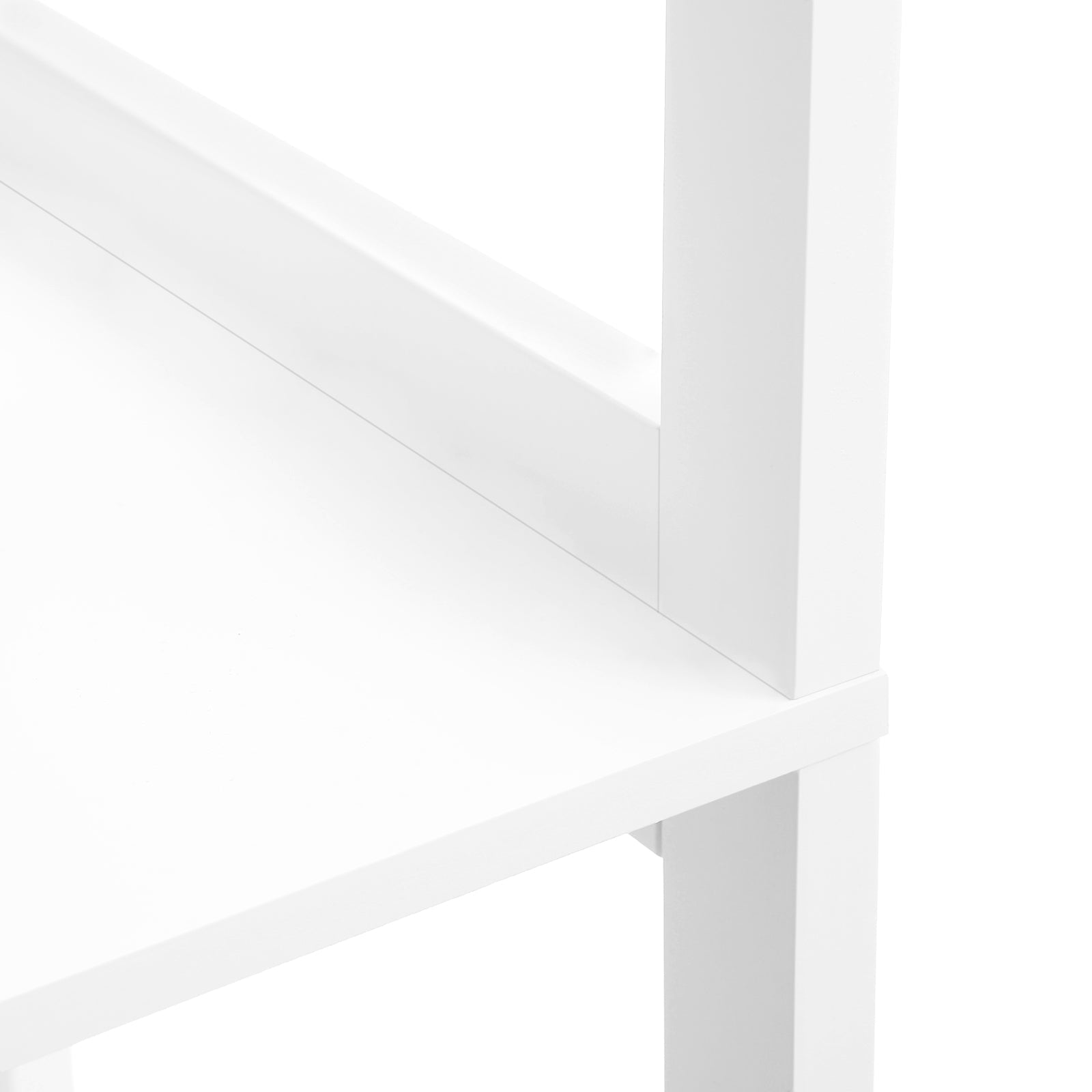 Open Shelves Cabinet - Engineered Wood - White - Free Standing with 3 Open Shelves