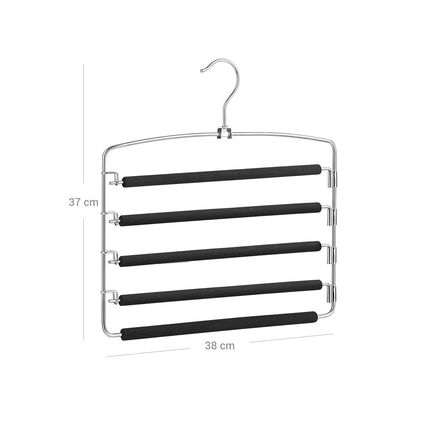 Pants Hangers - Metal - Black - Space-Saving Set of 3 with Non-Slip Padding and Swing Bars for Versatile Storage