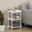 Rolling Trolley Storage Unit - Wood - White - 3 Shelves for Kitchen and Bathroom