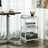Rolling Trolley Storage Unit - Wood - White - 3 Shelves for Kitchen and Bathroom