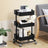 3-Tier Rolling Cart - Metal - Black - Height Adjustable Shelves