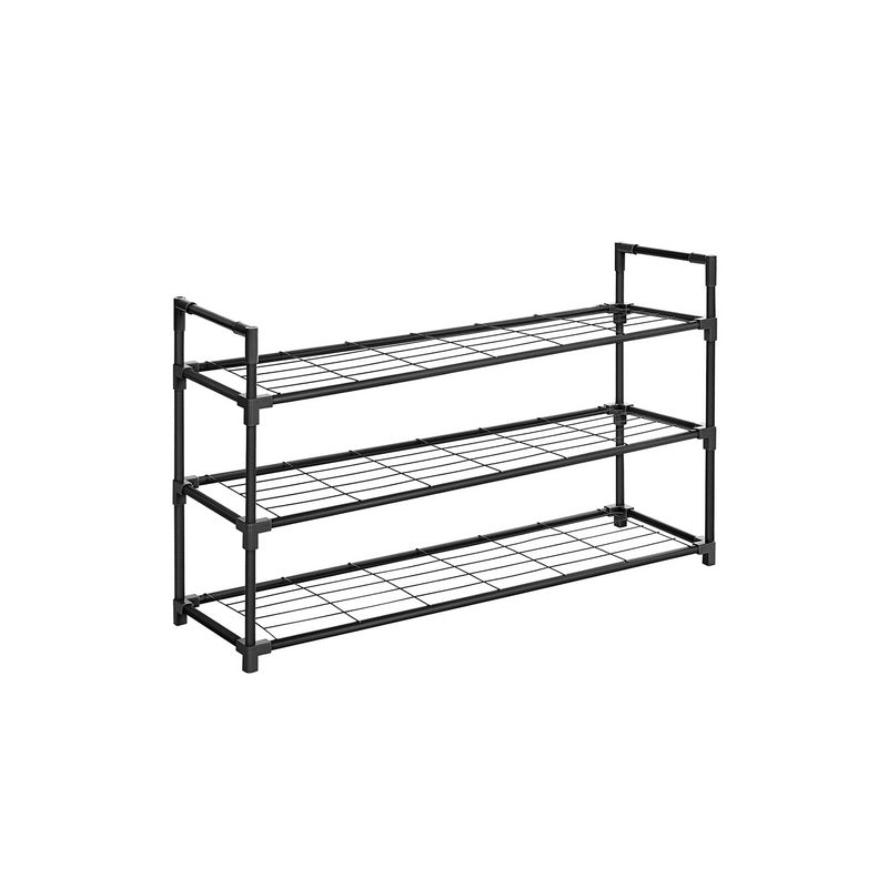 3-Tier Shoe Rack - Metal - Black - Holds Up to 15 Pairs of Shoes