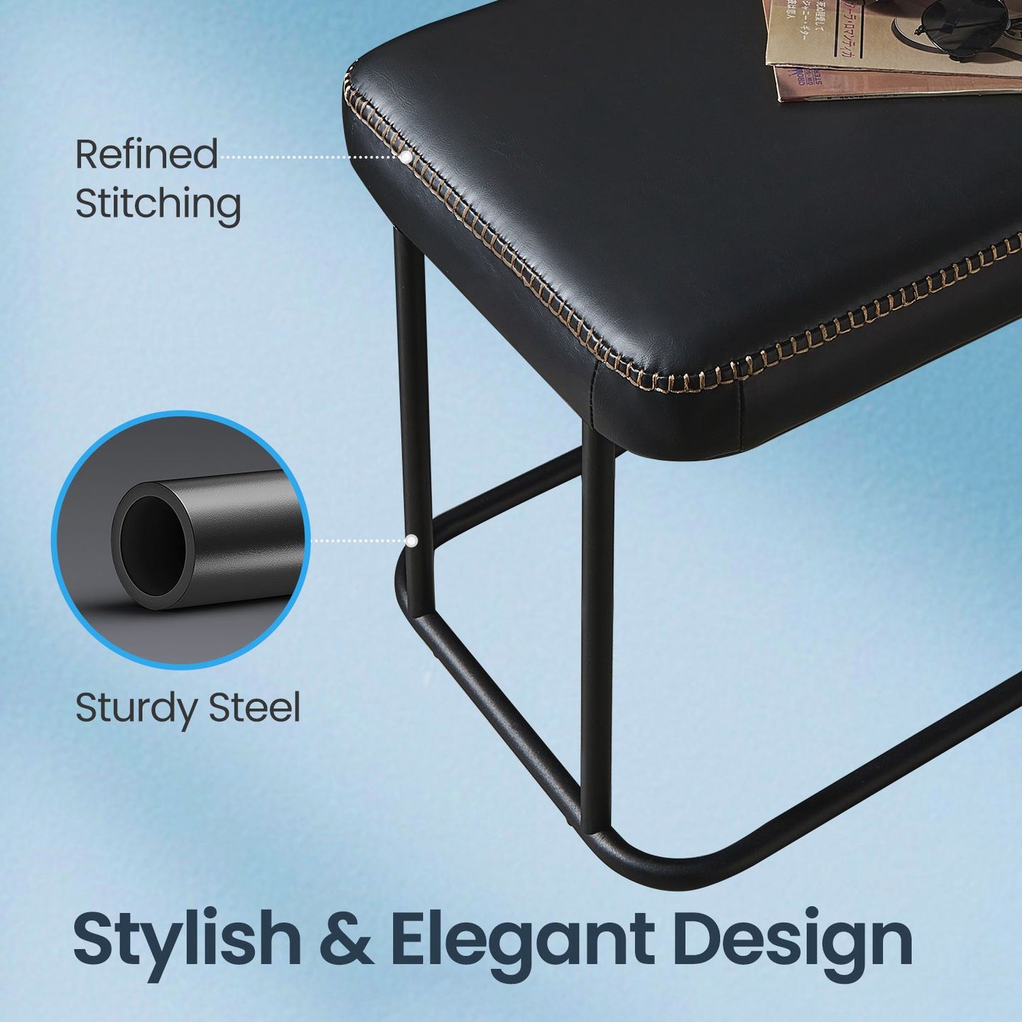 Ottoman Bench - Synthetic Leather - Black