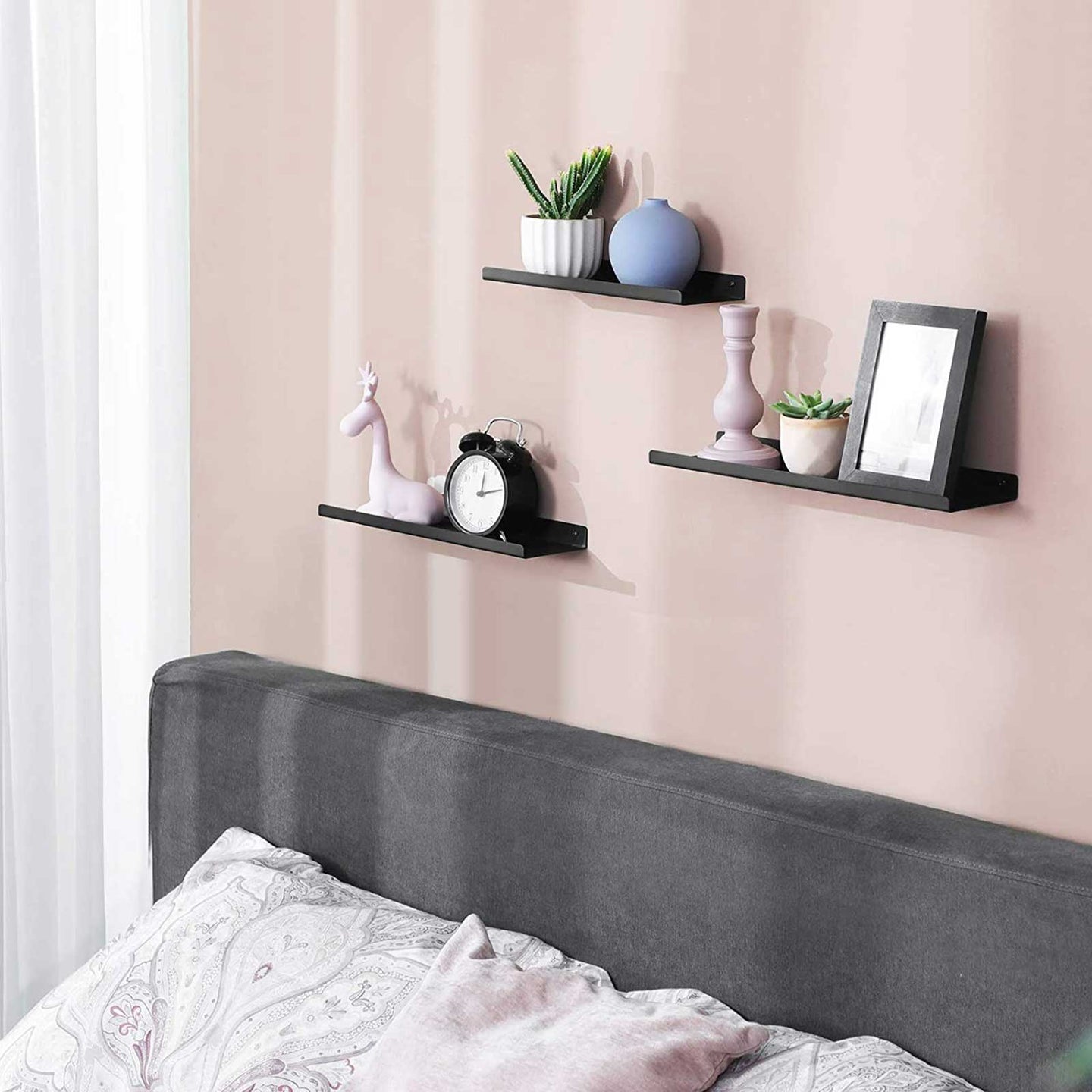 Floating Wall Shelves Set - Metal - Black - Organize with Ease