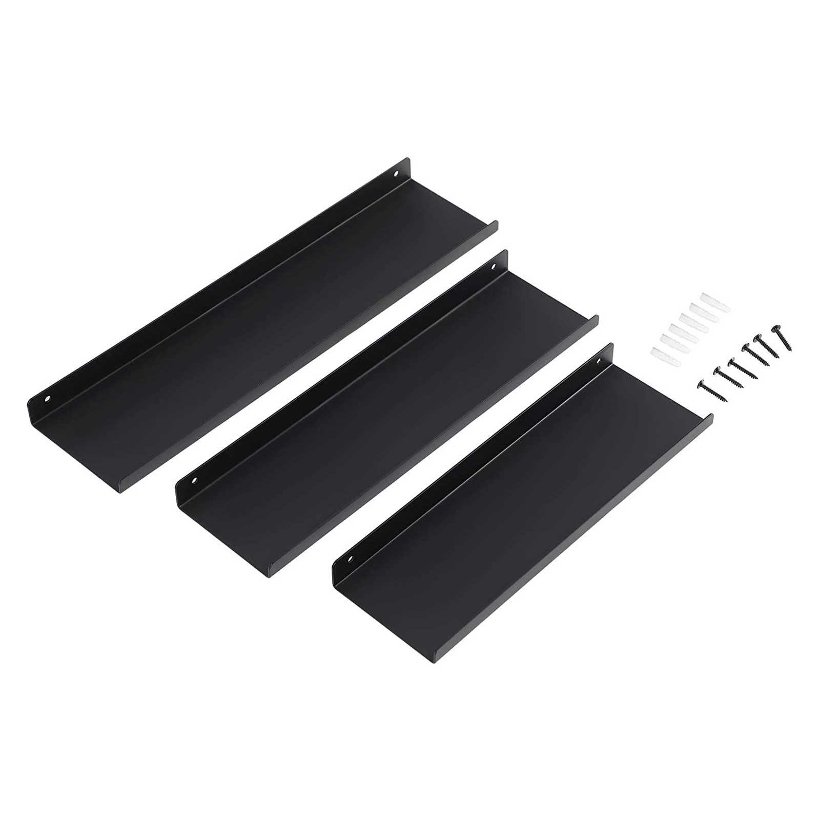 Floating Wall Shelves Set - Metal - Black - Organize with Ease