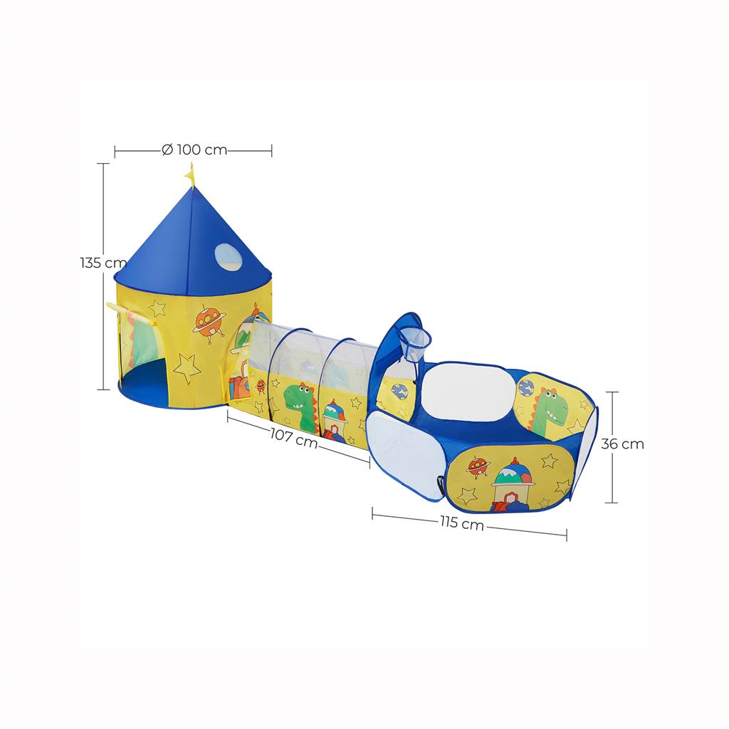 Kids Play Tent - Fabric - Pink - 3-in-1 with Tunnel and Ball Pit
