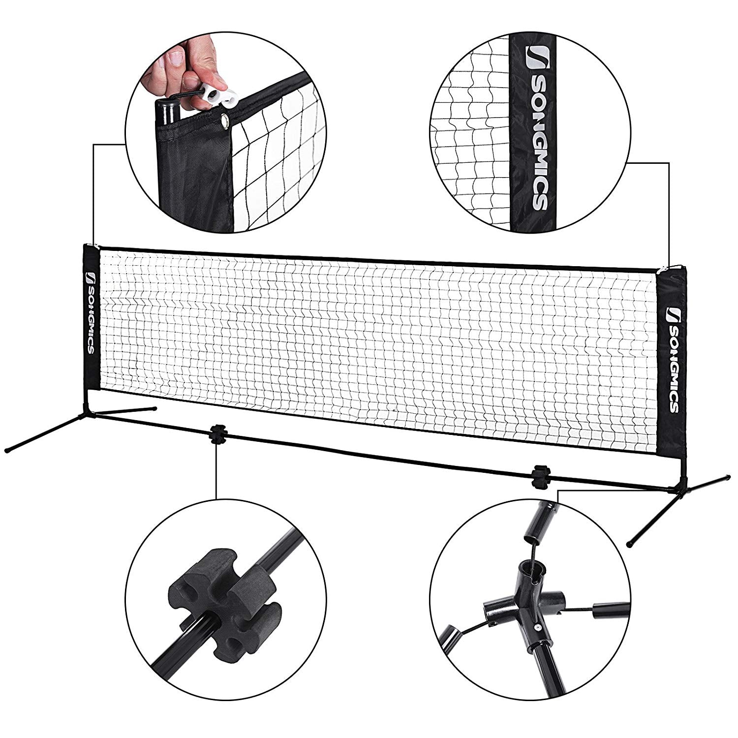 Portable Tennis and Badminton Net - 3 m Length with Stand - Durable Material