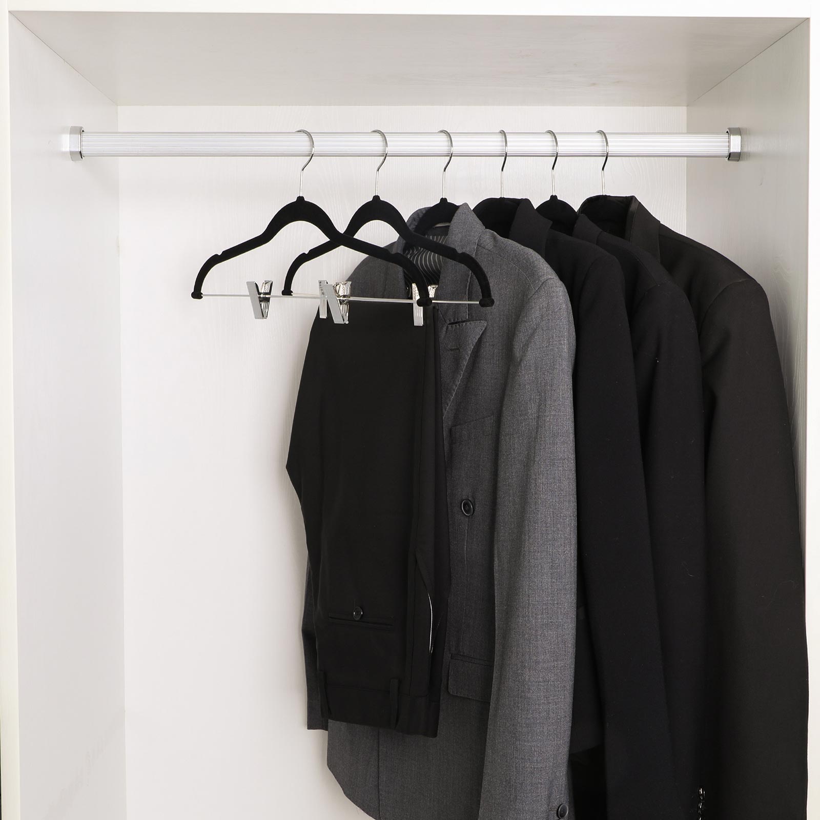 Pants Hangers - Velvet - Grey - 30 Pack with Clips and 360 Rotating Hook