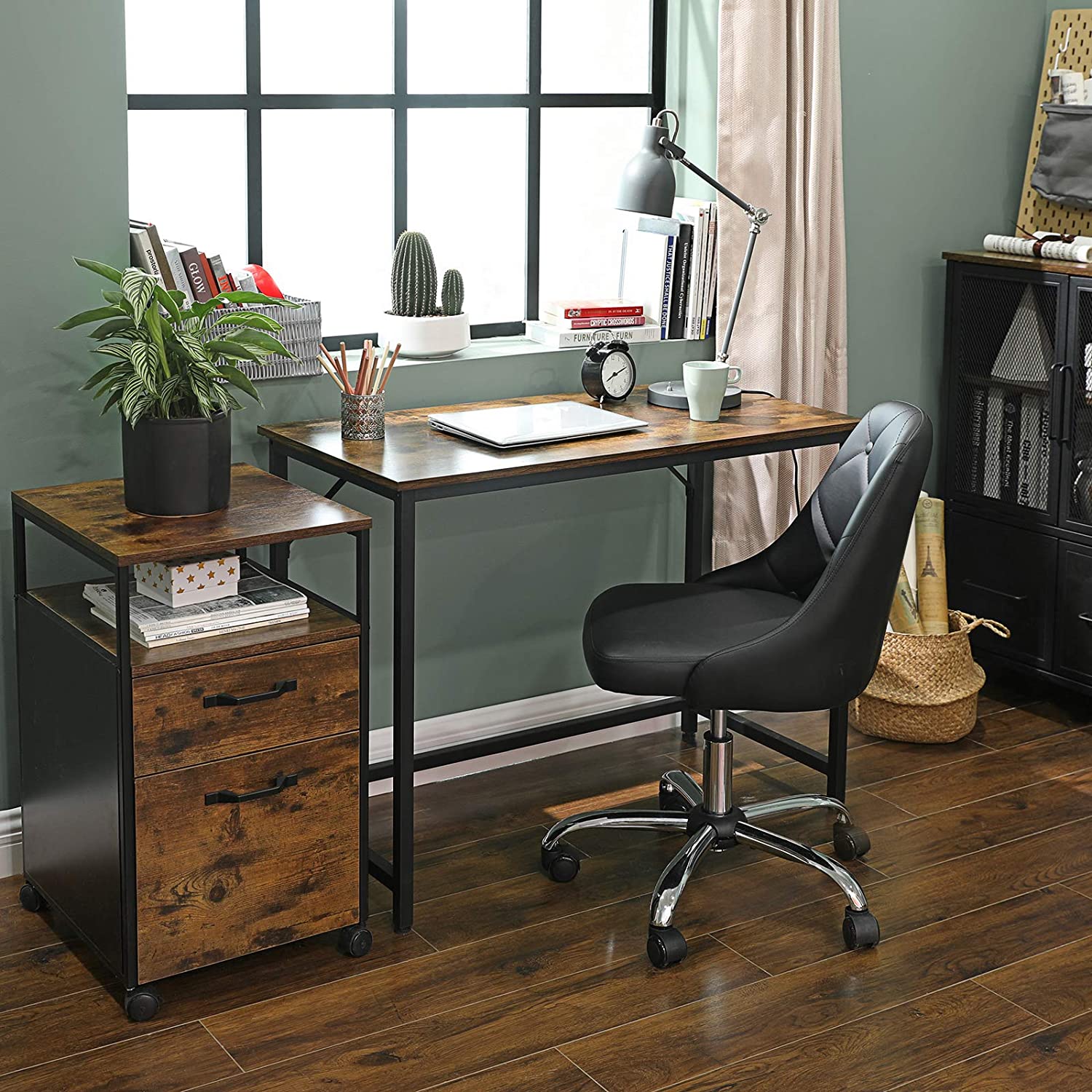 Computer Desk - Metal - Rustic Brown - Stability You Can Rely On