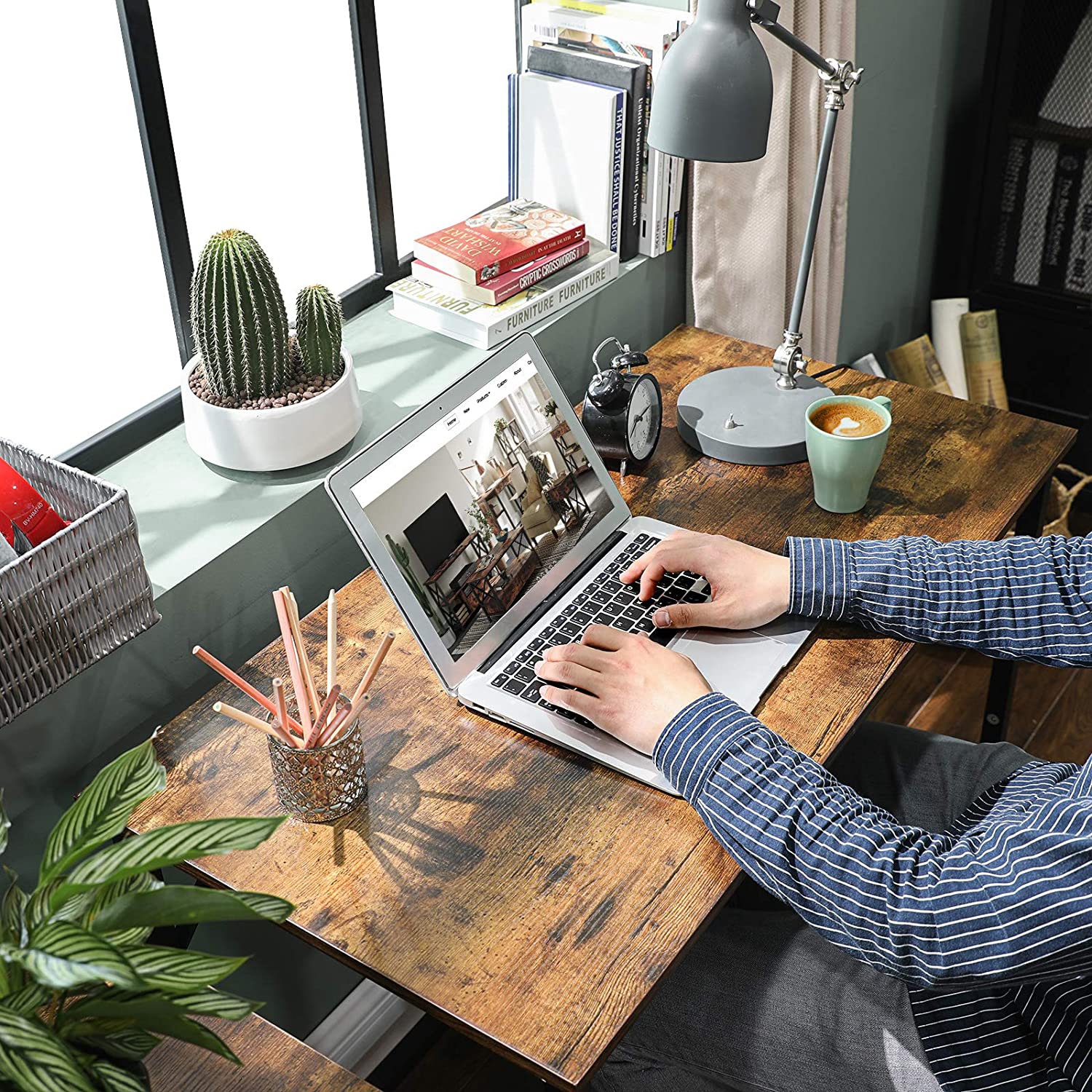 Computer Desk - Metal - Rustic Brown - Stability You Can Rely On