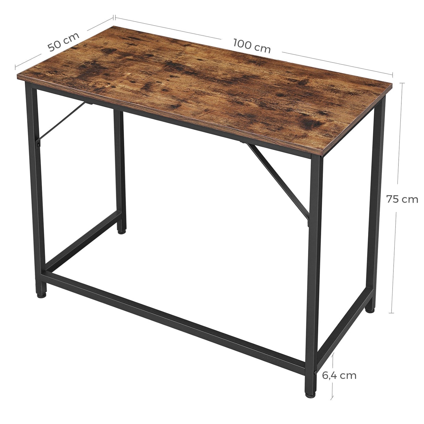 Computer Desk - Metal - Rustic Brown - Stability You Can Rely On