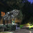 Large Patio Sun Umbrella - Fabric - Grey - Solar-Powered LED Lights