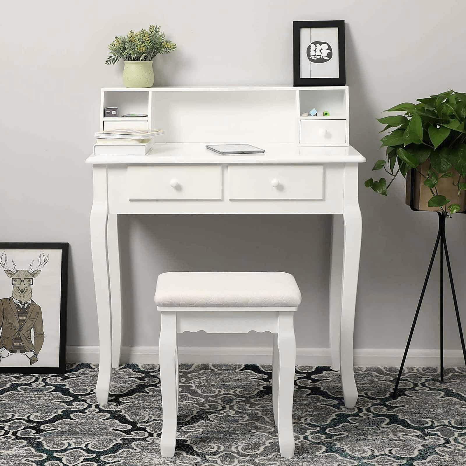 Dressing Stool - White - Rubberwood