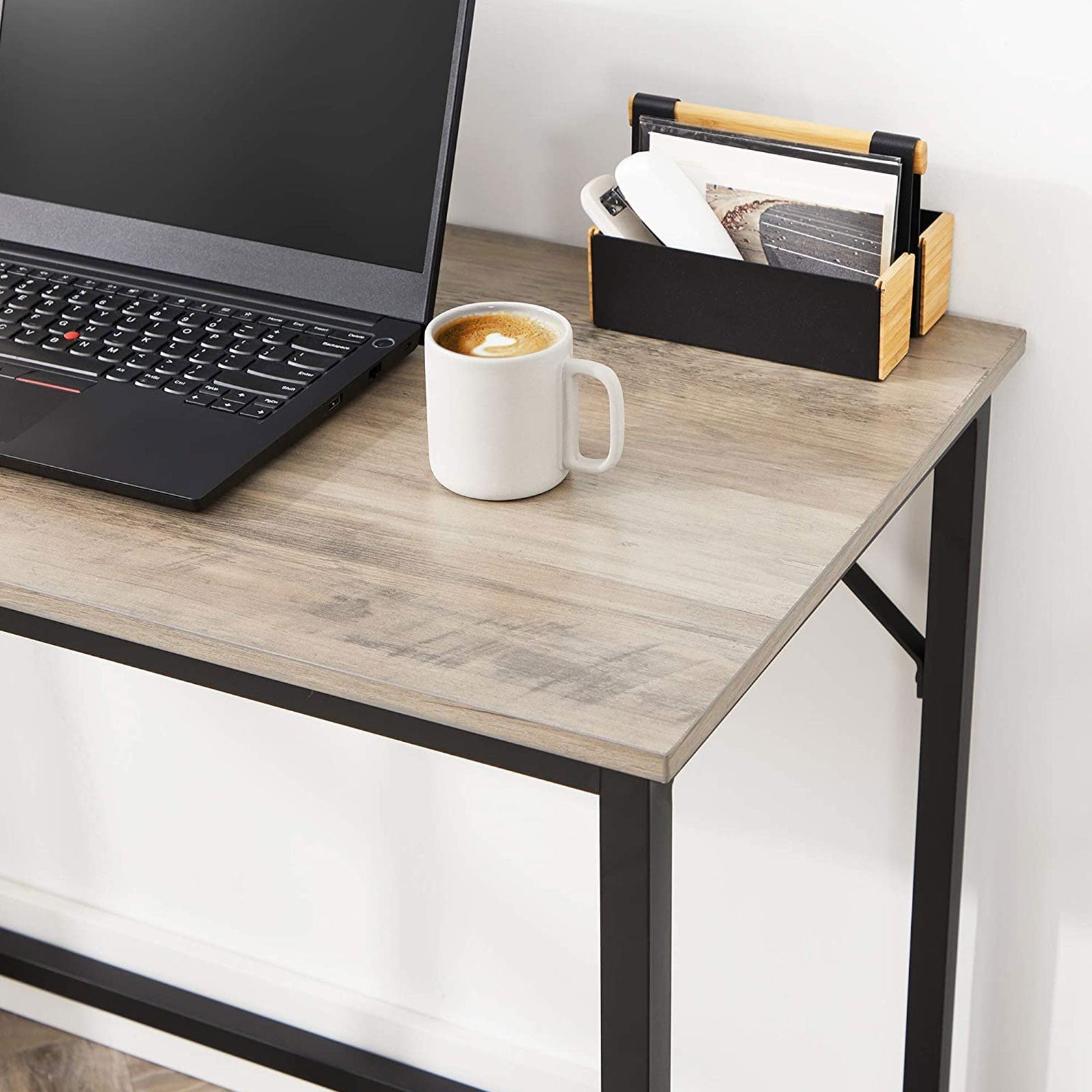 Small Office Table - Steel - Hazelnut Brown and Black - Simplified Assembly
