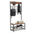 Industrial Shoe Rack Bench - Metal - Rustic Brown - With Grid Memo Board and 9 Hooks