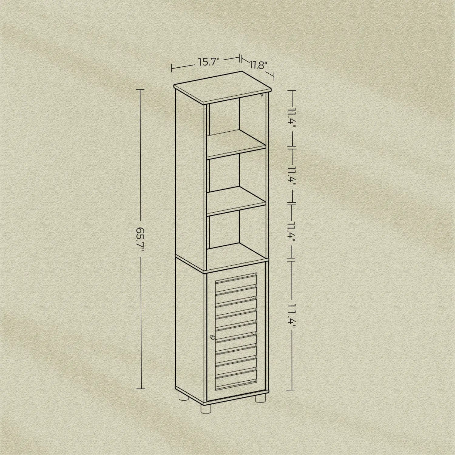 Tall Bathroom Storage Cabinet - Engineered Wood - Rustic Brown - Freestanding with Open and Adjustable Shelves