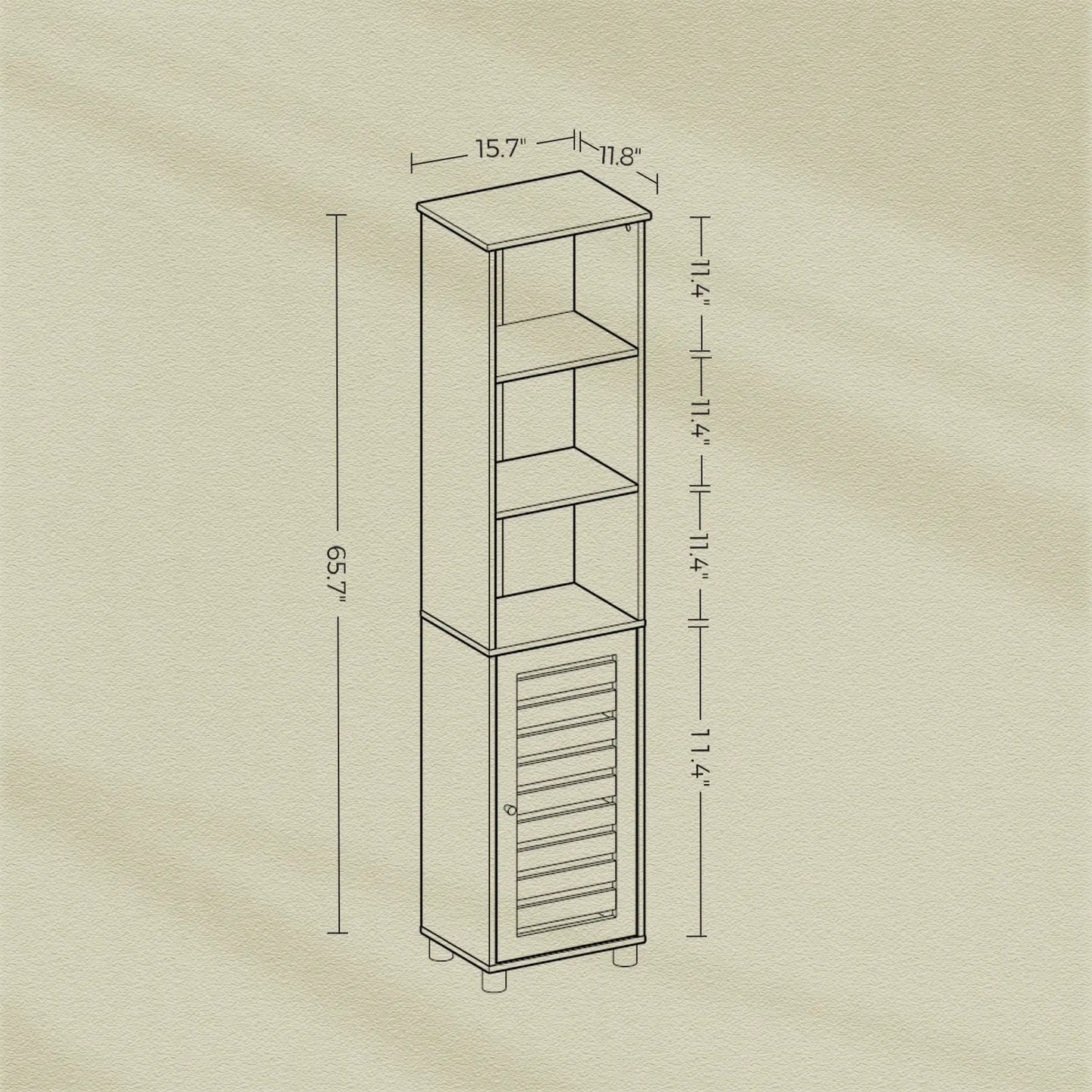 Tall Bathroom Storage Cabinet - Engineered Wood - Rustic Brown - Freestanding with Open and Adjustable Shelves