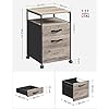 Mobile Office File Cabinet - Steel - Rustic Brown and Black - Rolling with Open Compartment